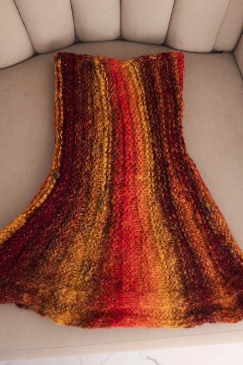 Komin damski wełniany miękki otulacz golf zimowy KN21 czerwony