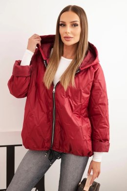 Kurtka damska pikowana z kapturem bordowa