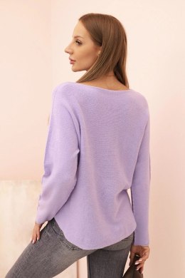 Sweter damska z wiskozą z dekoltem w serek fioletowy