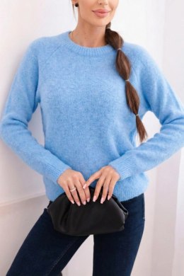 Sweter damski z baby alpaki z długim rękawem niebieski