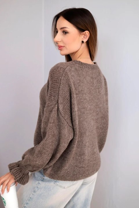 Sweter damski z dodatkiem moheru i wełny o luźnym fasonie fango