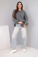 Sweter damski z dodatkiem moheru i wełny o luźnym fasonie szary