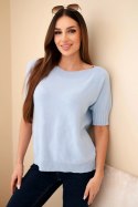 Sweter damski z wiskozy z krótkim rękawem niebieskie