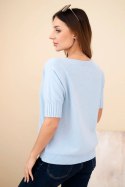 Sweter damski z wiskozy z krótkim rękawem niebieskie