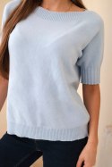 Sweter damski z wiskozy z krótkim rękawem niebieskie