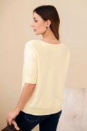 Sweter damski z wiskozy z krótkim rękawem żółty