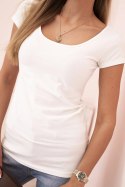 Bluzka damska bawełniana klasyczna z krótkim rękawem biała