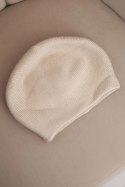 Czapka damska wełniana klasyczna gładka beanie K420 beżowa