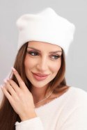 Czapka damska wełniana klasyczna gładka beanie K420 biała