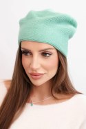 Czapka damska wełniana klasyczna gładka beanie K420 ciemno miętowa