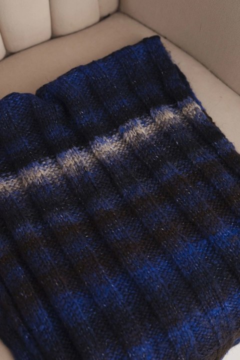 Komin damski wełniany melanżowy miękki otulacz na zimę KN20 granatowy