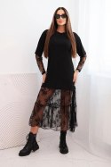 Sukienka damska z tiulowym dołem i rękawami czarna
