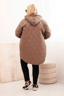 Kurtka damska Plus Size pikowana z kapturem i napisem HOPE fango