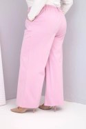 Spodnie damskie Plus Size z szeroką nogawką i wysokim stanem ciemny pudrowy róż
