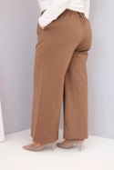 Spodnie damskie Plus Size z szeroką nogawką i wysokim stanem jasne camelowe