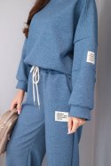 Komplet damski masełko bluza + spodnie jeansowy melanż