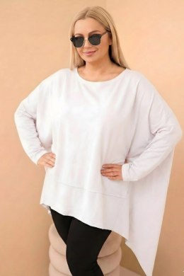 Tunika damska Plus Size z bawełny z asymetrycznym dołem biała