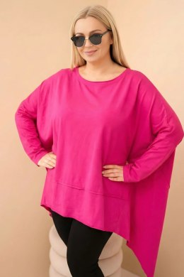 Tunika damska Plus Size z bawełny z asymetrycznym dołem fuksja