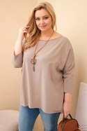 Bluzka damska bawełniana Plus Size asymetryczna z naszyjnikiem fango