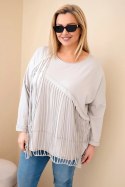Bluzka damska bawełniana Plus Size z frędzlami beżowa