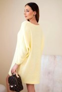 Sukienka damska Plus Size wełniana z dekoltem V żółta