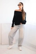 Sweter damski wiskozowy asymetryczny typu nietoperz czarny