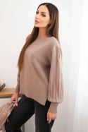Sweter damski wiskozowy z długim rękawem i rozcięciem po bokach fango