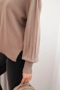 Sweter damski wiskozowy z długim rękawem i rozcięciem po bokach fango