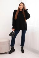 Sweter damski z dodatkiem moheru i wełny o luźnym fasonie czarny