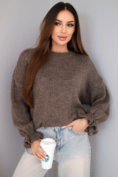 Sweter damski z dodatkiem moheru i wełny o luźnym fasonie fango
