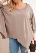 Bluzka damska bawełniana Plus Size z asymetrycznym dołem i dekoltem V fango