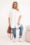 Koszula damska Plus Size z wiskozy z dłuższym tyłem biała