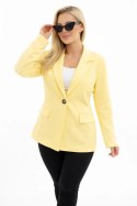 Marynarka damska z wiskozy Plus Size z długim rękawem i kołnierzem żółta