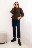 Sweter damski z miękkiego moheru brązowy