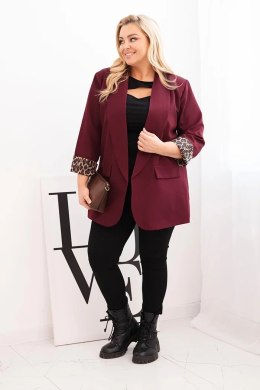 Marynarka damska Plus Size z podszewką w panterkę śliwkowa