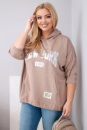 Bluza damska Plus Size wiskozowa z kapturem i kieszenią kangurką fango