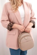 Marynarka damska Plus Size z podszewką w panterkę ciemny pudrowy róż