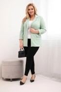 Marynarka damska z wiskozy Plus Size z długim rękawem i kołnierzem ciemno miętowa