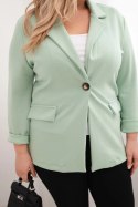 Marynarka damska z wiskozy Plus Size z długim rękawem i kołnierzem ciemno miętowa