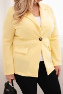 Marynarka damska z wiskozy Plus Size z długim rękawem i kołnierzem żółta