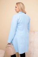 Płaszcz damski Plus Size długi z kołnierzem i kieszeniami niebieski
