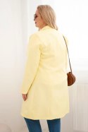 Płaszcz damski Plus Size dwurzędowy z kołnierzem żółty
