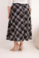 Spódnica damska Plus Size w kratę z szerokim dołem czarna