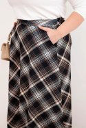 Spódnica damska Plus Size w kratę z szerokim dołem czarna