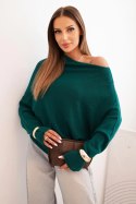Sweter damski wiskozowy asymetryczny typu nietoperz jasny morski