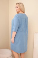 Sukienka damska bawełniana Plus Size z wiązaniem przy dekolcie jeansowa