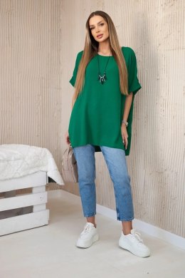 Bluzka oversize z wisiorkiem zielona