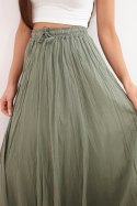 Spódnica damska maxi bawełniana z gumką w pasie khaki