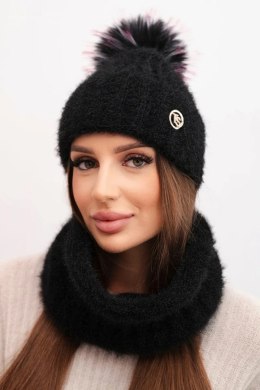 Komplet damski zimowy z pomponem i komin czarny