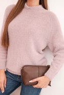 Sweter damski z wełną o miękkiej fakturze i długim rękawem beżowy